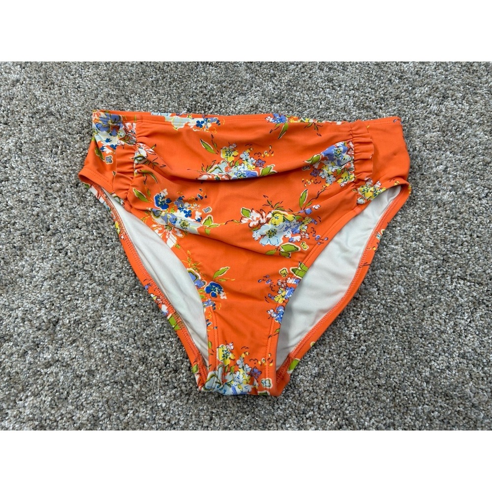 Matilda Jane Flouncy Floral Bikini Bottom Womens S Orange Floral Ruched Ruffle